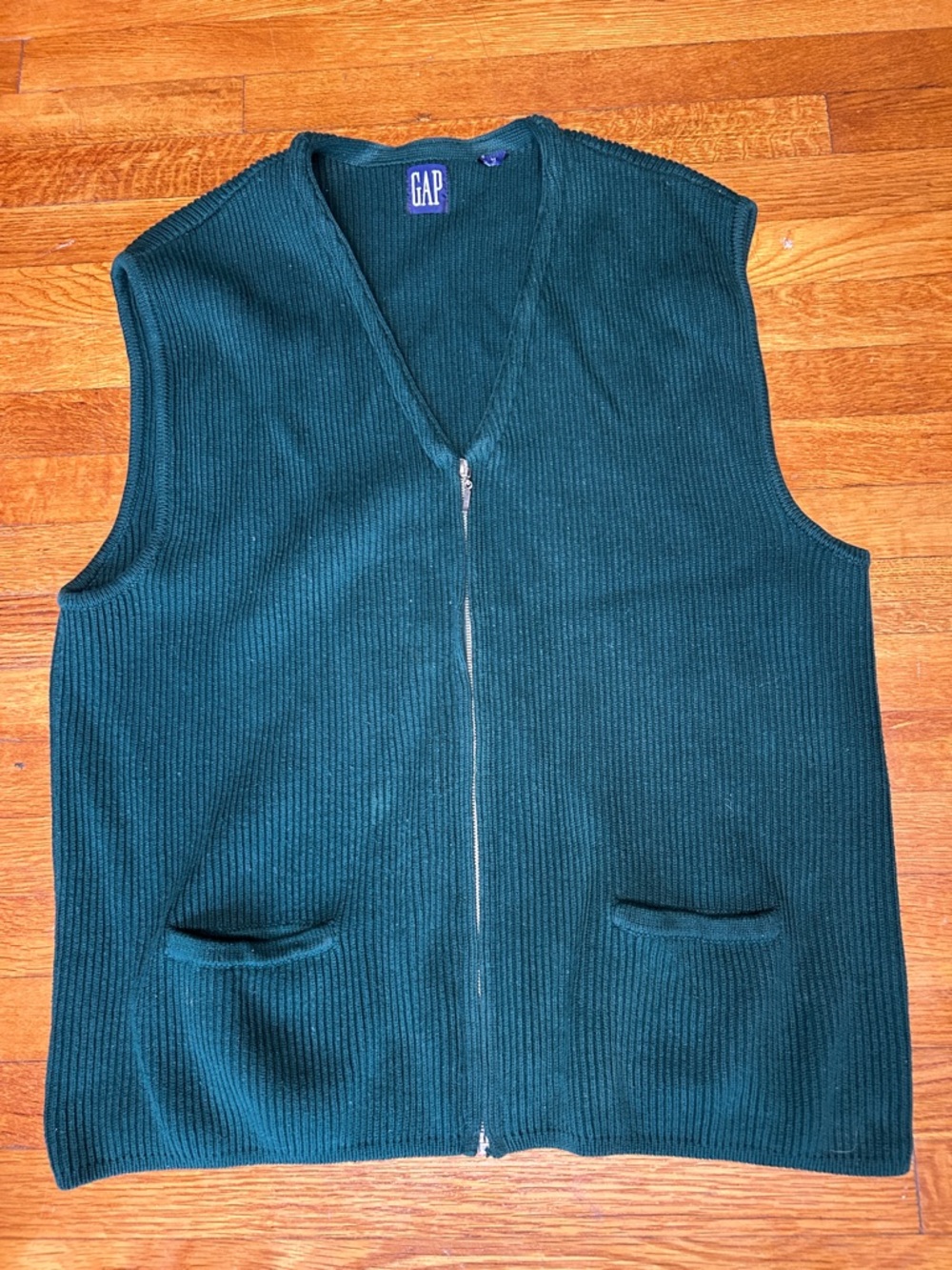 GAP Forest Green Ribbed Zip-Up Vest